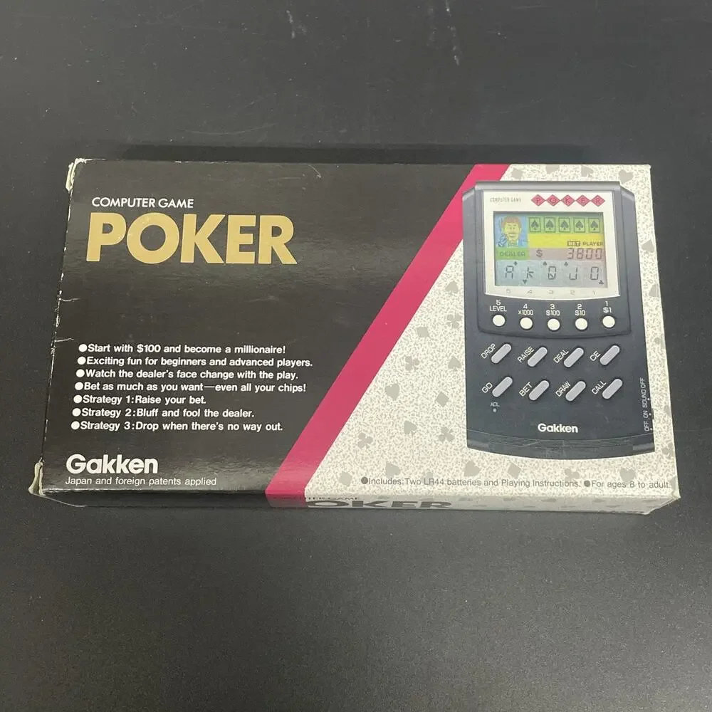 Vintage Poker Game Gakken Computer Electronic Made in‎ Japan Box Instructions